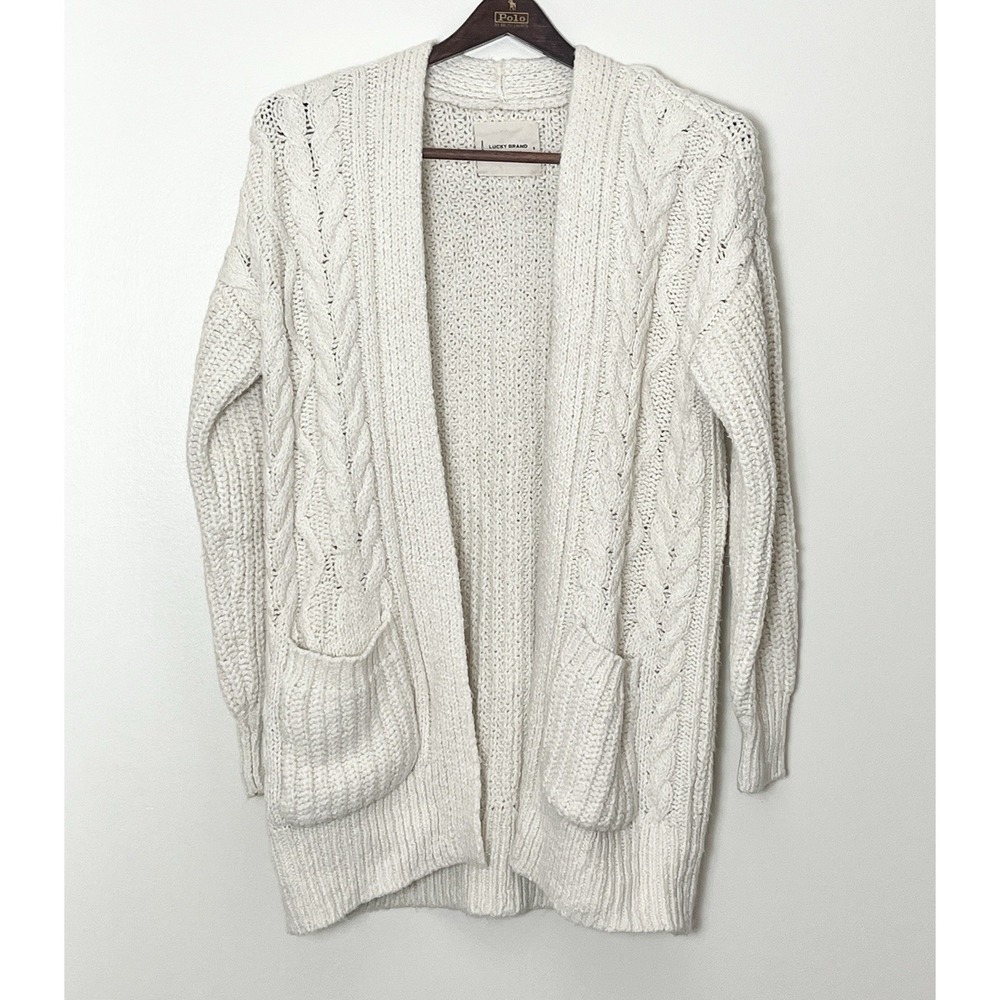 Lucky Brand White Cable Knit Cardigan
